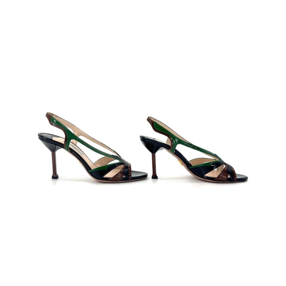 Prada SS 2012 Flames Hotrod Patent Leather Slingback Sandals 36.5 - Picture 5 of 7
